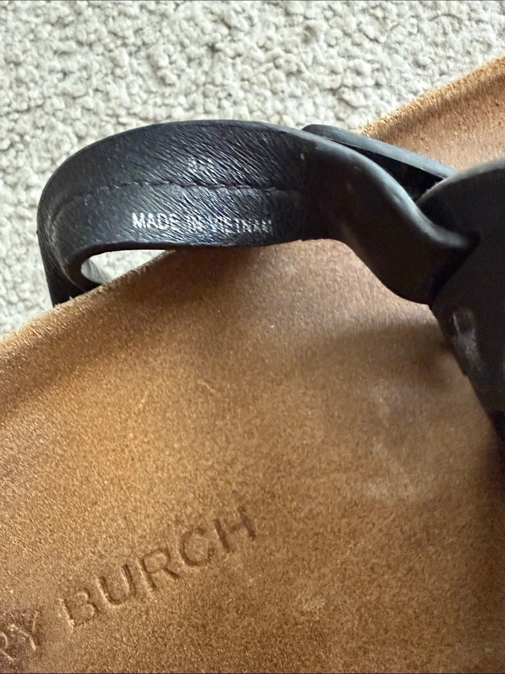Tory Burch Miller Cloud Black Patent Leather Sz 8 Sandal w/ Brown Cork Footbed